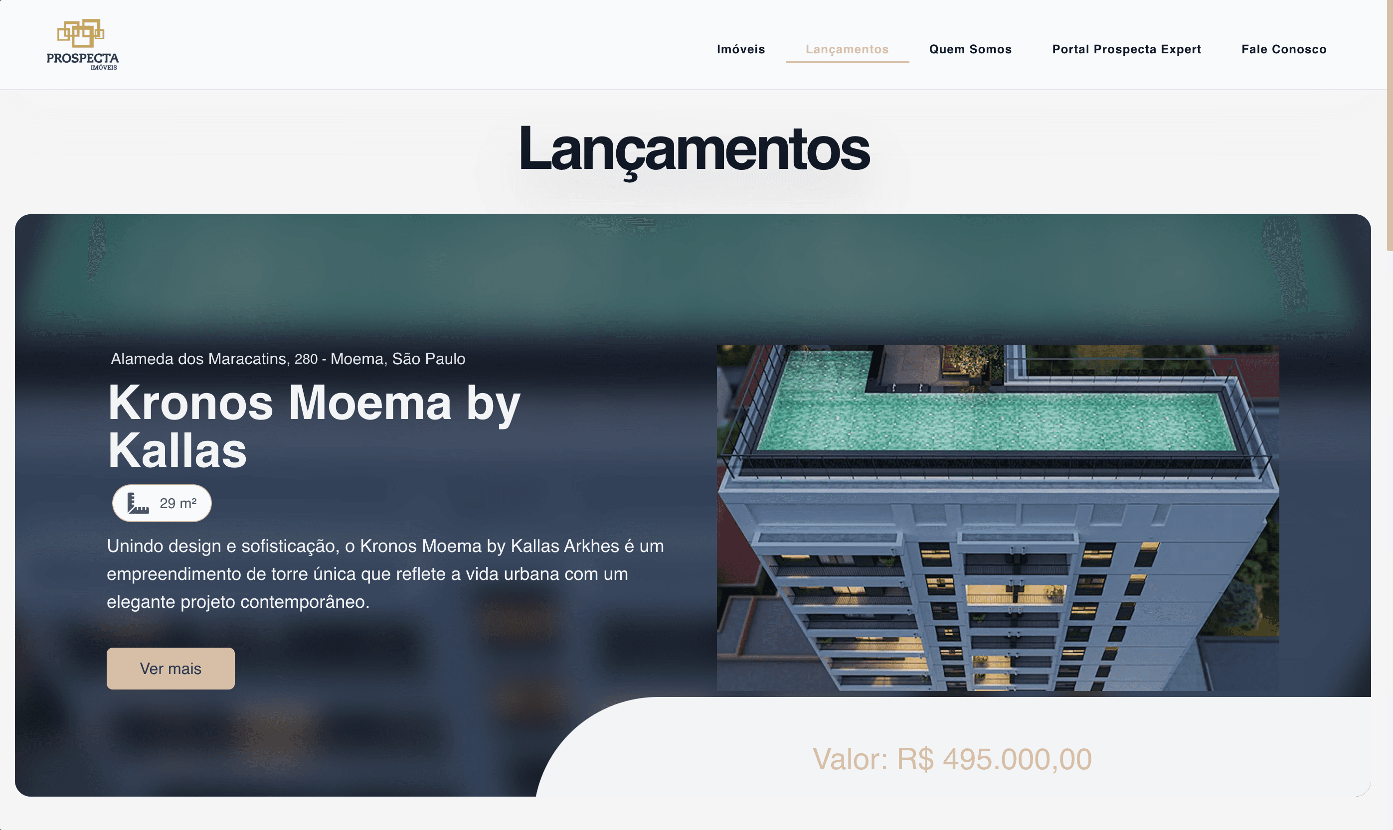 Página de serviços Prospecta