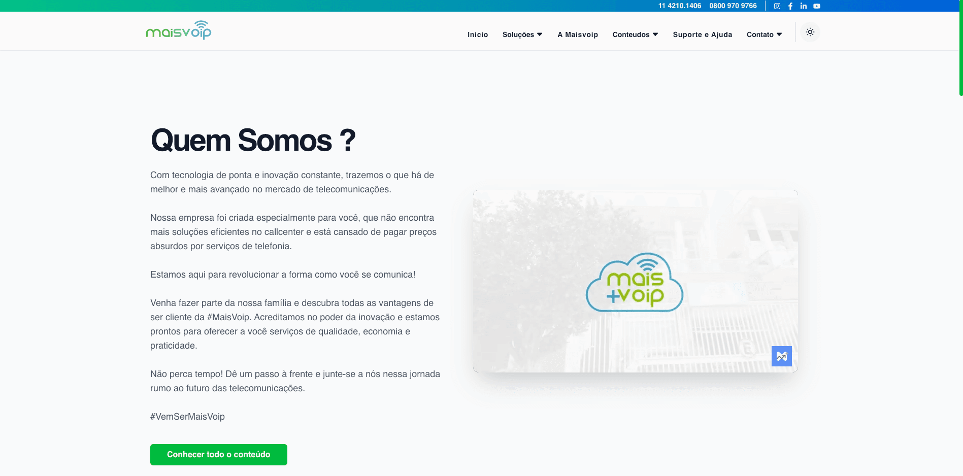 Formulário de contato Mais Voip