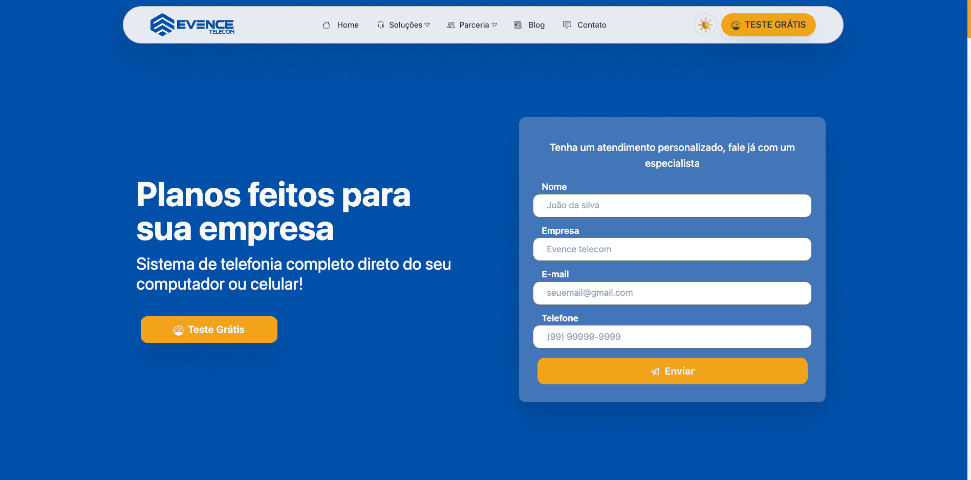 Área de parceiros Evence