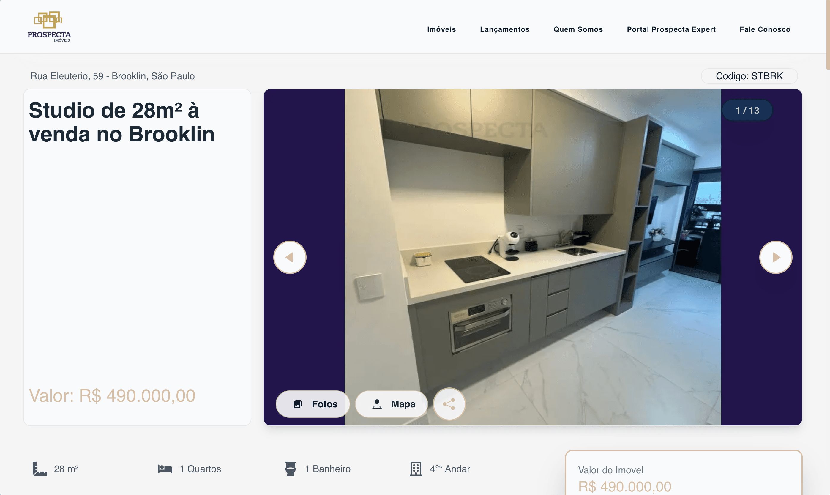 Formulário de contato Prospecta Imóveis